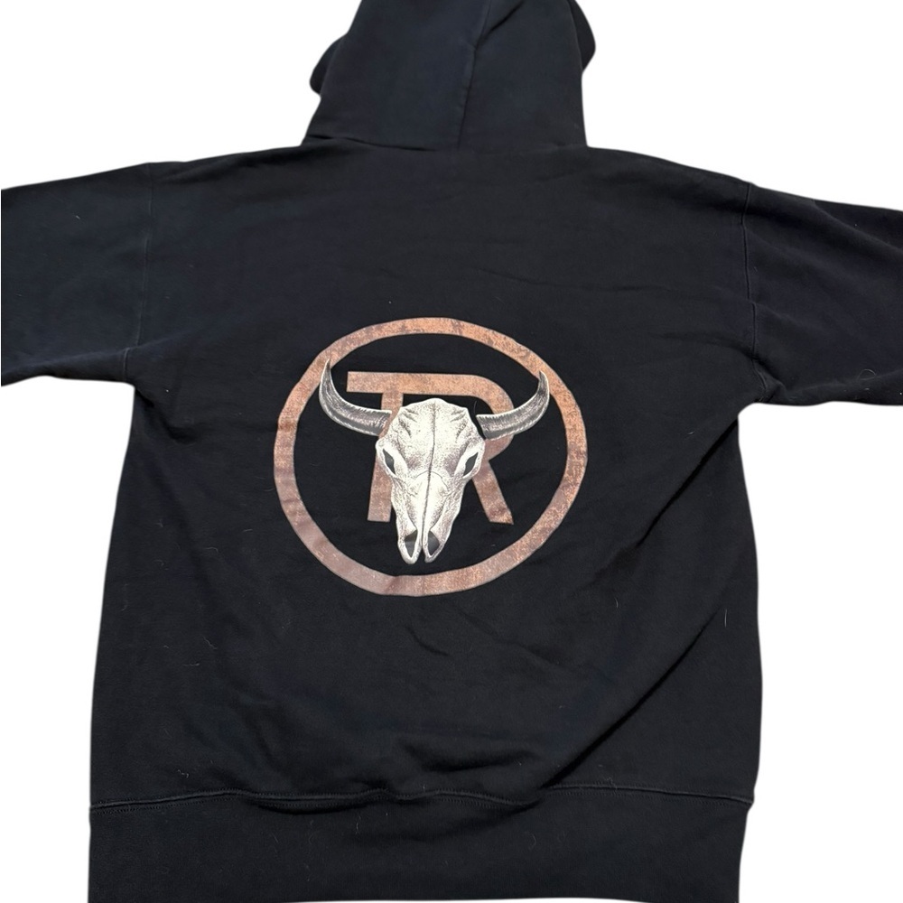 Teton Ridge bull skull rodeo cowboy western streetwear black hoodie size M - Picture 2 of 2